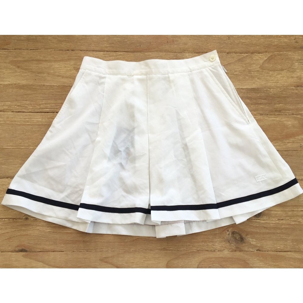 CUTTER & BUCK Womens Pleated A Line Tennis Golf Skirt White Black Stripe Size 4